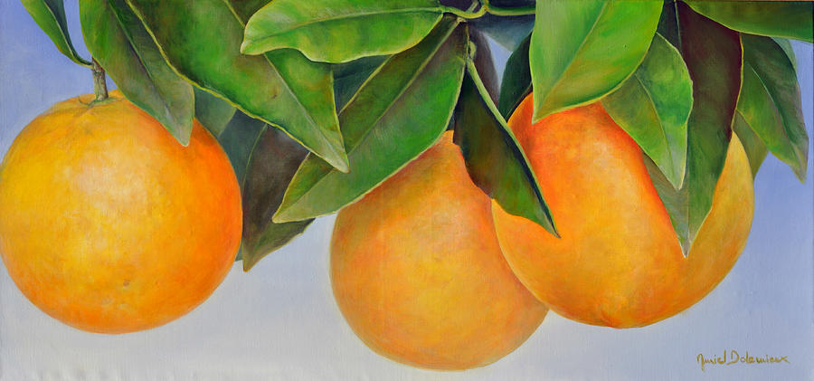 Trois Oranges Painting by Muriel Dolemieux
