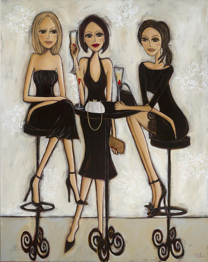 Strawberry Painting - Trois Petites Robes Noires - 3 Little Black Dresses by Denise Daffara