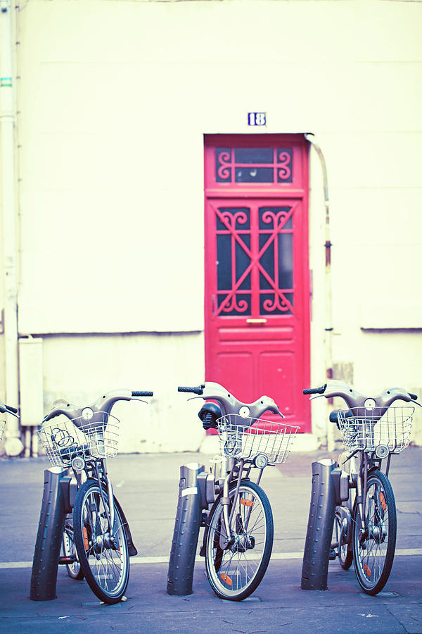 Trois - Three Bicycles in Paris Photograph by Melanie Alexandra Price