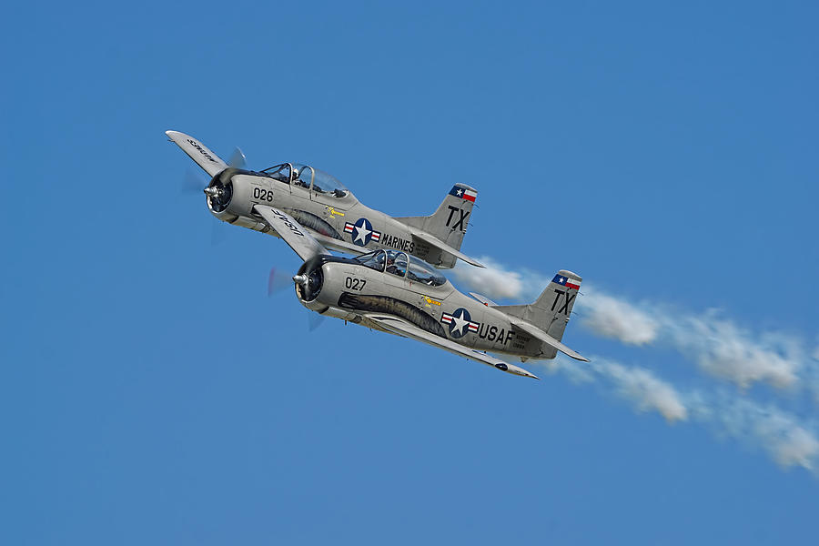 Trojan T-28 Formation Photograph by Alan Hutchins