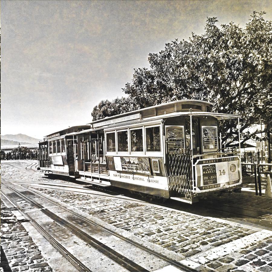 Trolley in Black and White Digital Art by Mary Pille