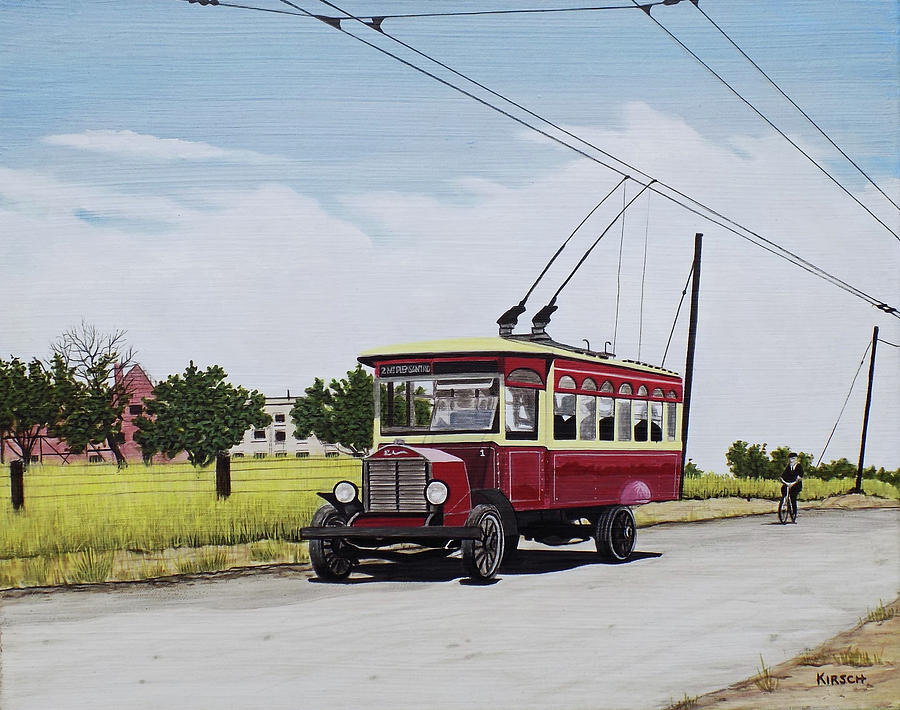 Trolley on Mt. Pleasant Road Toronto 1922 Painting by Kenneth M Kirsch