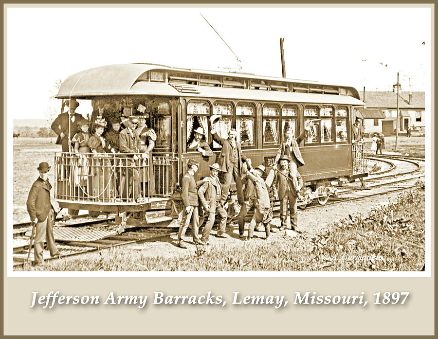 Trolley-Train, Jefferson Army Barracks, 1897, Vintage Photograph Photograph by A Macarthur Gurmankin