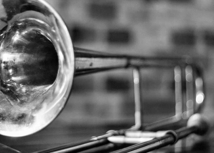 Black And White Photograph - Trombone by David  Hubbs