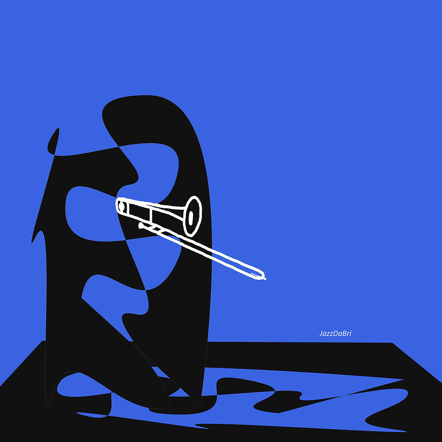 Trombone in Blue Digital Art by David Bridburg