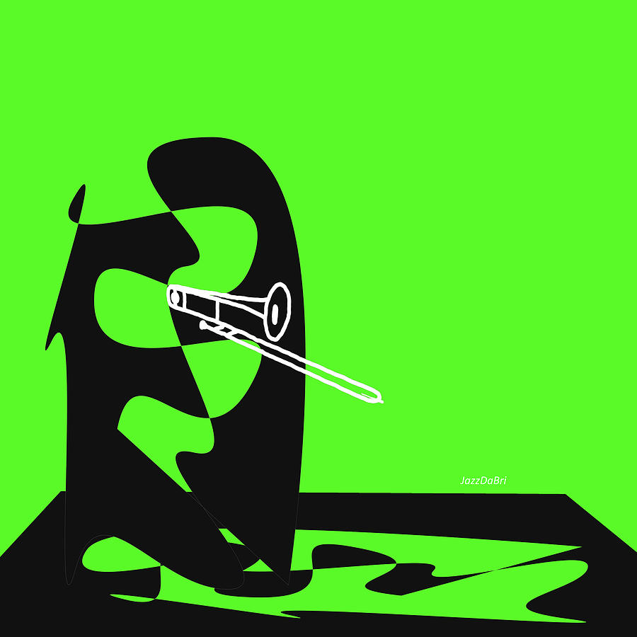 Trombone in Green Digital Art by David Bridburg