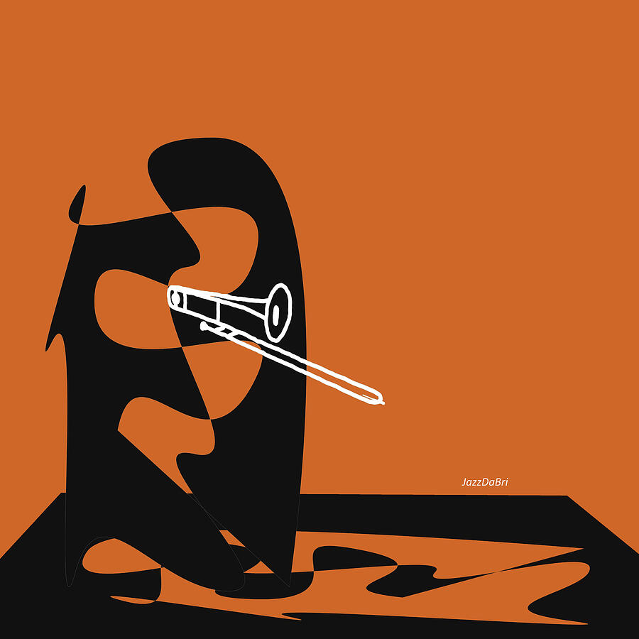 Trombone Digital Art - Trombone in Orange by David Bridburg