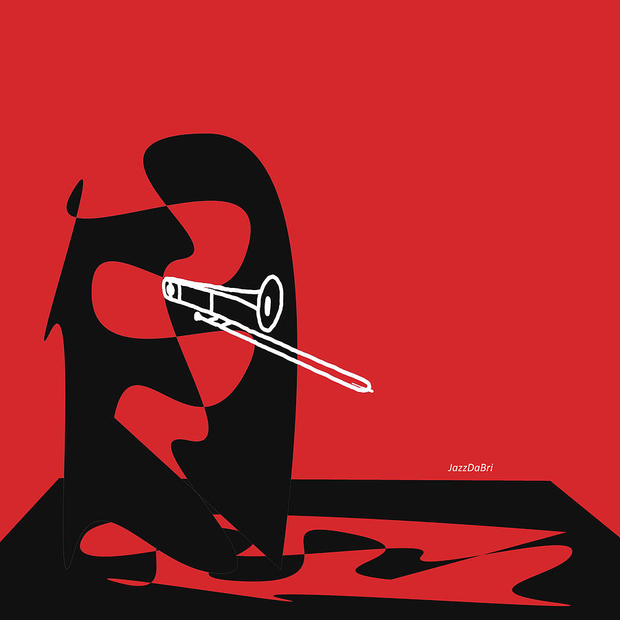 Trombone in Red Digital Art by David Bridburg