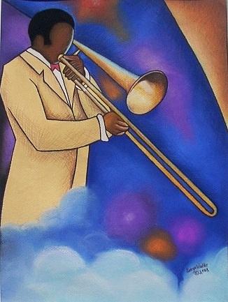 Trombone Man Pastel by Sonya Walker