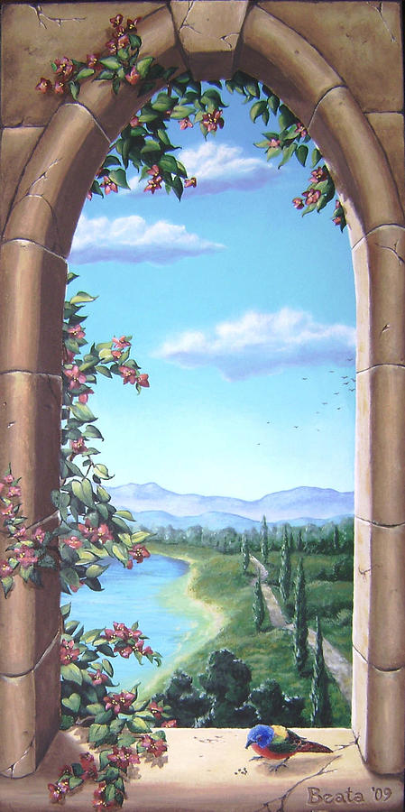 Trompe L Oeil Gothic Window Painting By Beata Wojcik