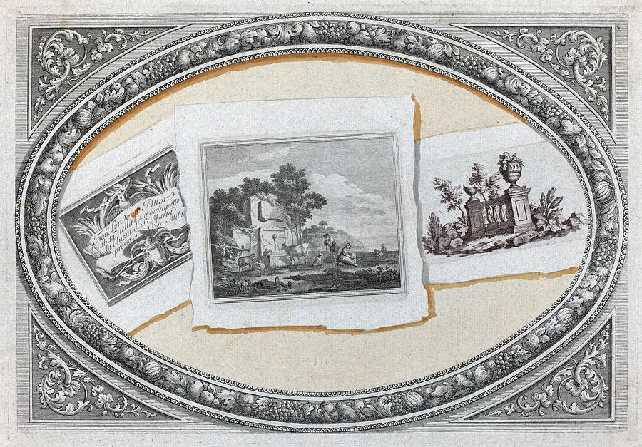 Trompe lOeil, Prints with Londonios Calling Card Painting by Francesco Londonio and Benigno Bossi