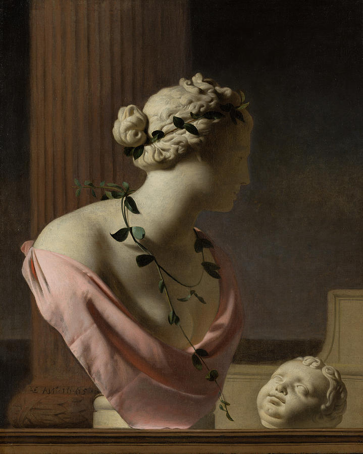 Nude Painting - Trompe lOeil with a Bust of Venus by Caesar van Everdingen
