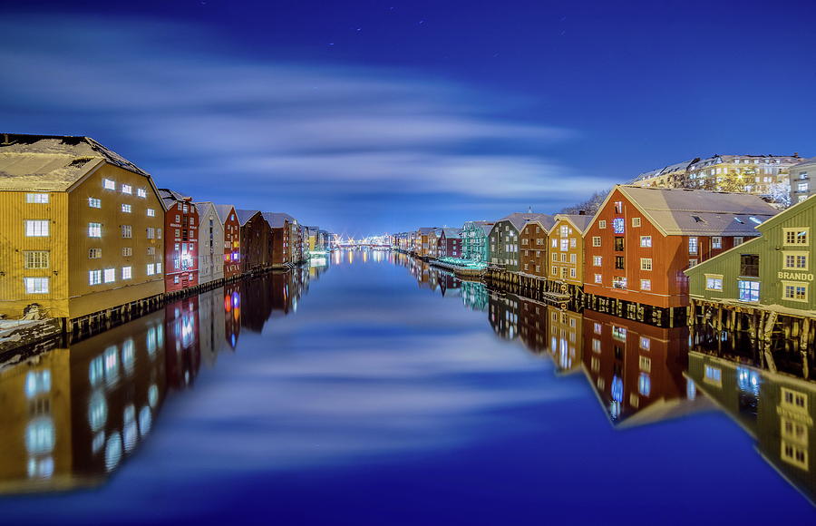 Trondheim Silky Winter Night Photograph