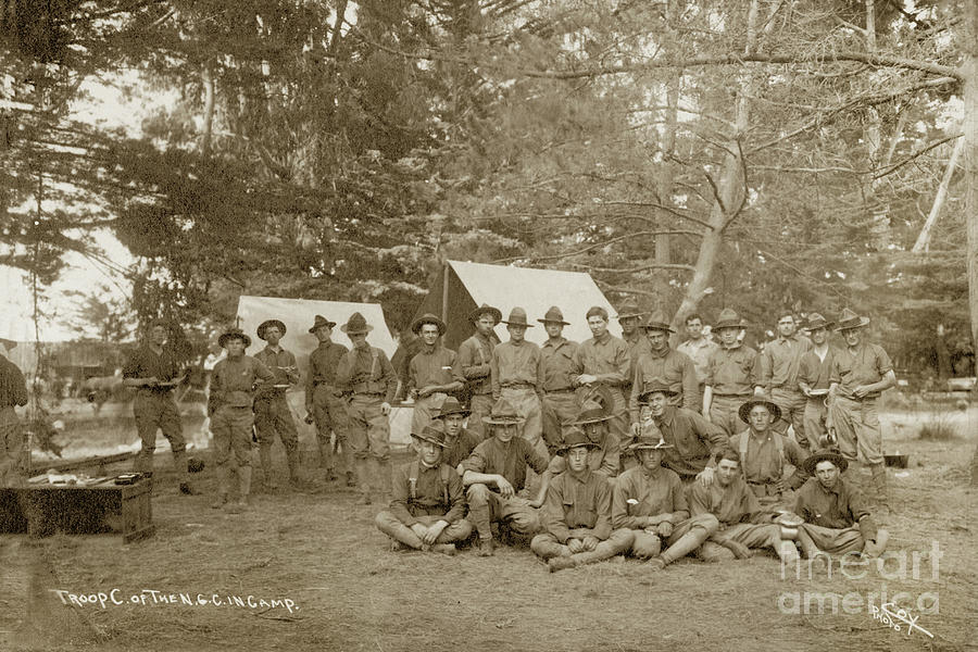 Troop Photograph - Troop C, First Squadron of Cavalry of the California National Guard 1910 by Monterey County Historical Society