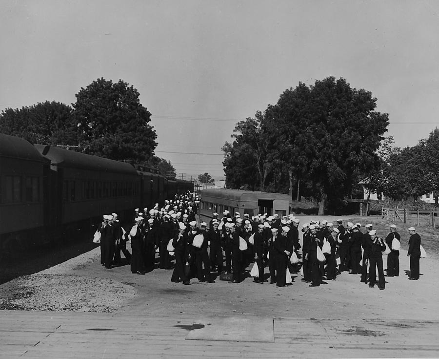 Troops Disembark Train Photograph by Chicago and North Western Historical Society