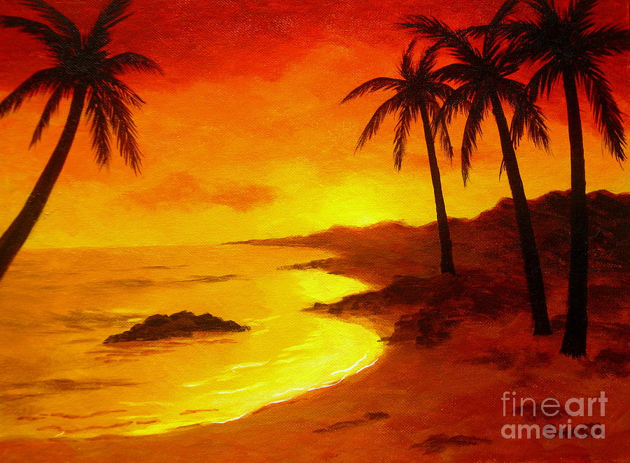 Sunset Painting - Tropic Gold by Shasta Eone
