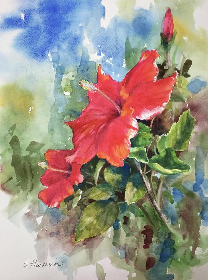 Flower Painting - Tropic Red by Shelley Henderson