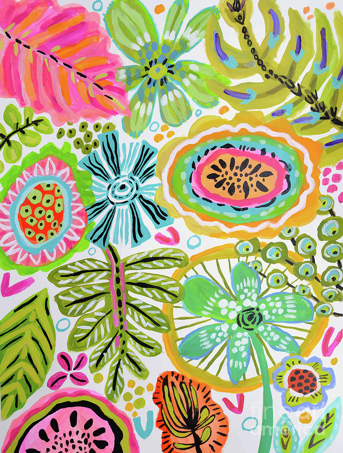 Flower Painting - Tropical Abstract Garden by Karen Fields