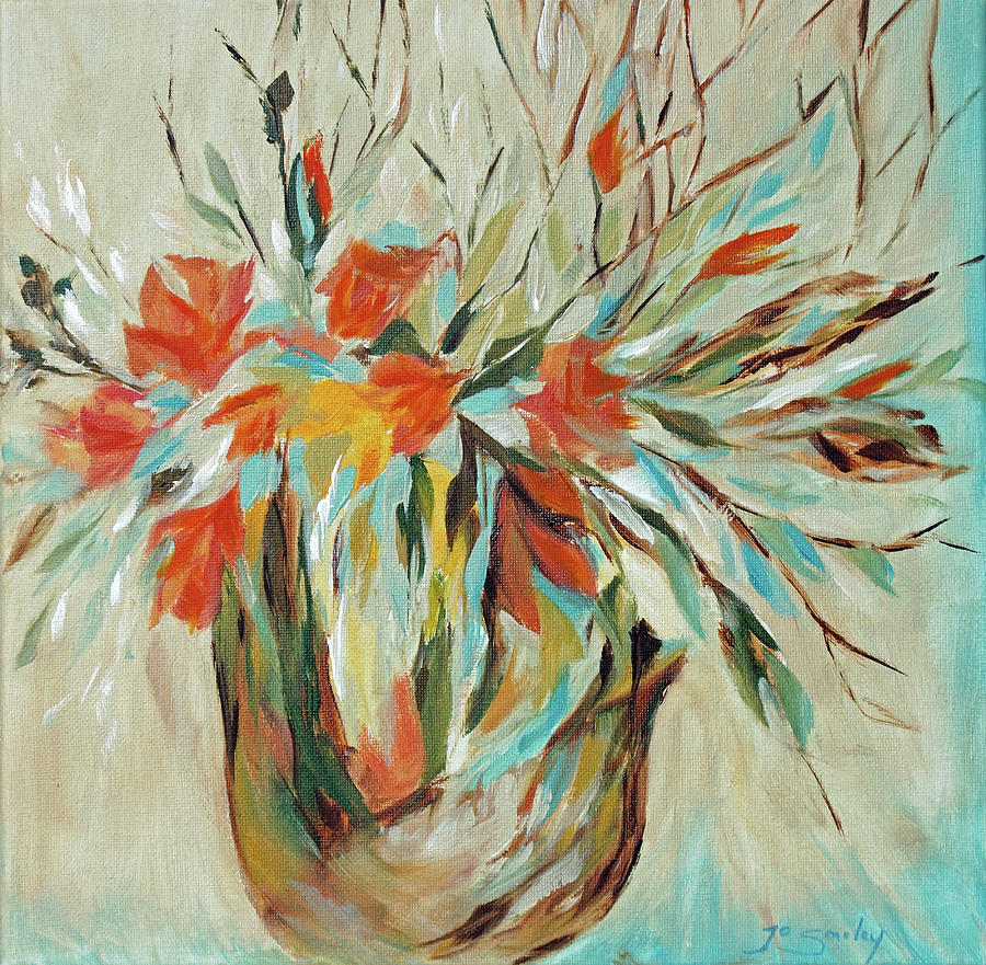 Flower Painting - Tropical Arrangement by Jo Smoley