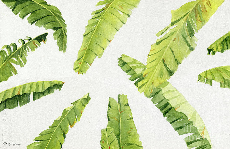Tropical Banana Leaves Painting by Melly Terpening