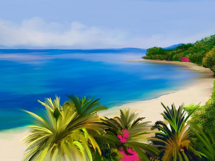 Tropical beach Digital Art by Anthony Fishburne