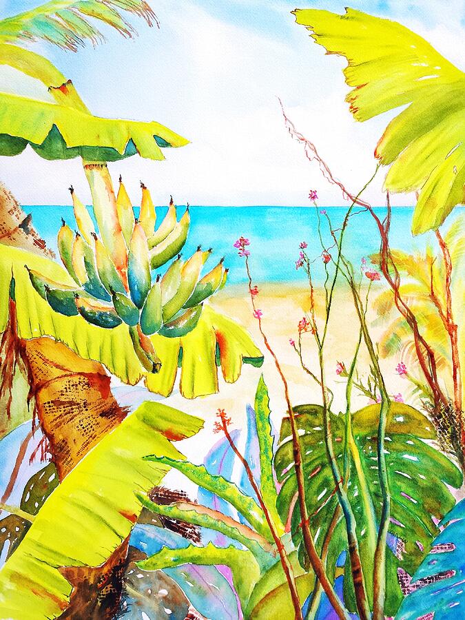 Tropical Beach Garden Painting by Carlin Blahnik CarlinArtWatercolor