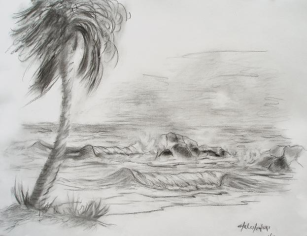 Tropical Beach Drawing by Miroslaw  Chelchowski