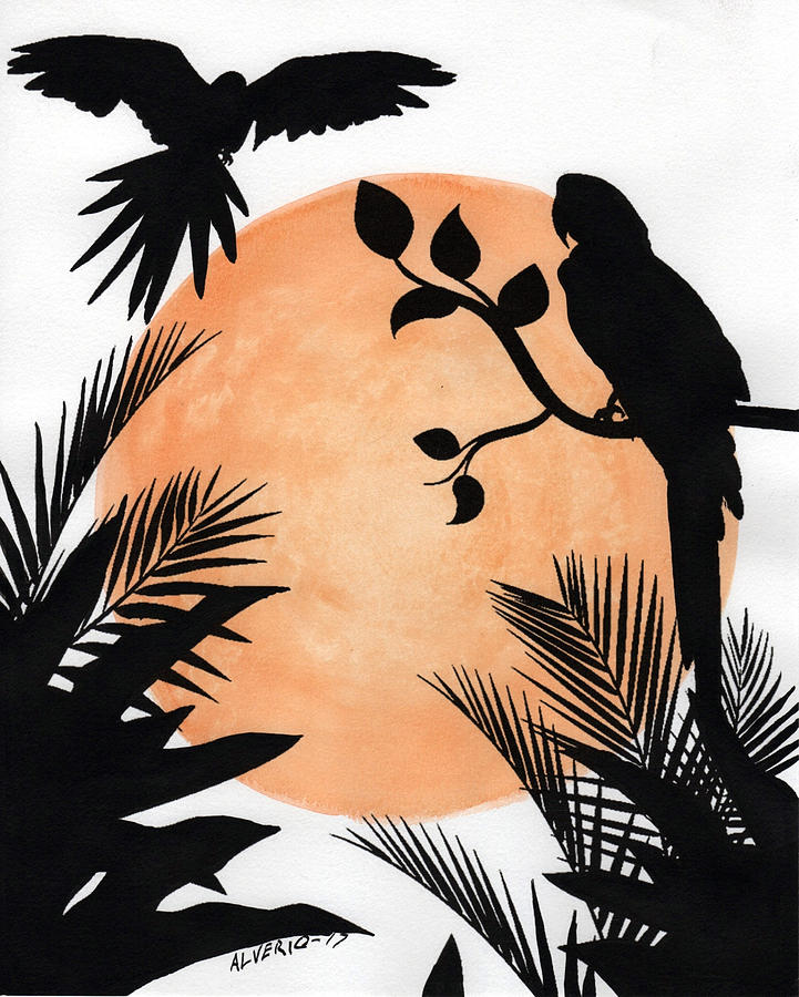 Tropical Birds Painting by Edwin Alverio