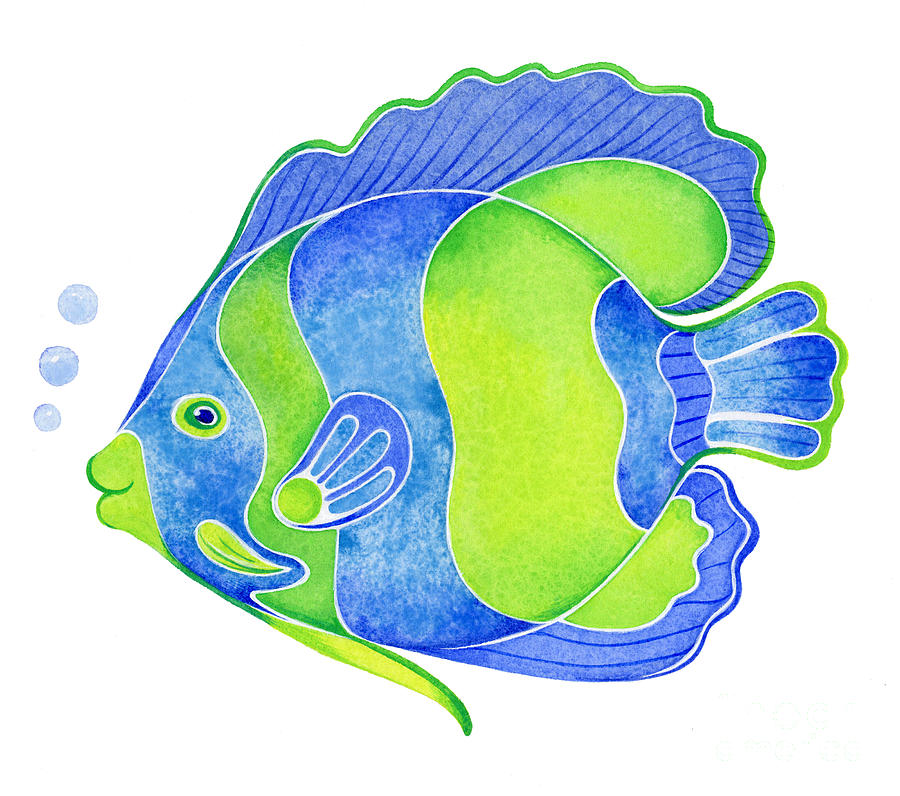 Tropical Blue Angel Fish Painting