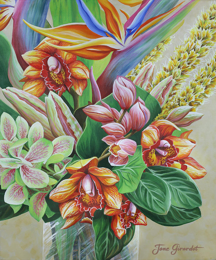 Tropical Bouquet Painting by Jane Girardot