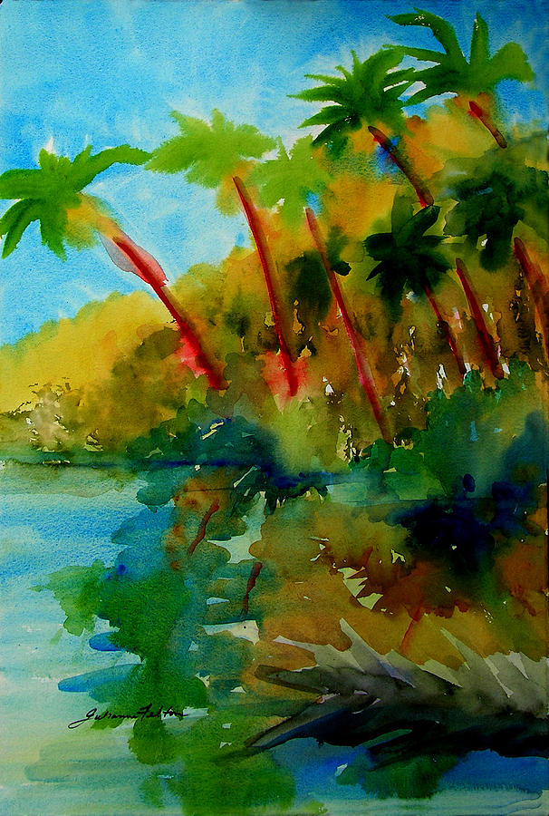 Tropical Canal Painting by Julianne Felton