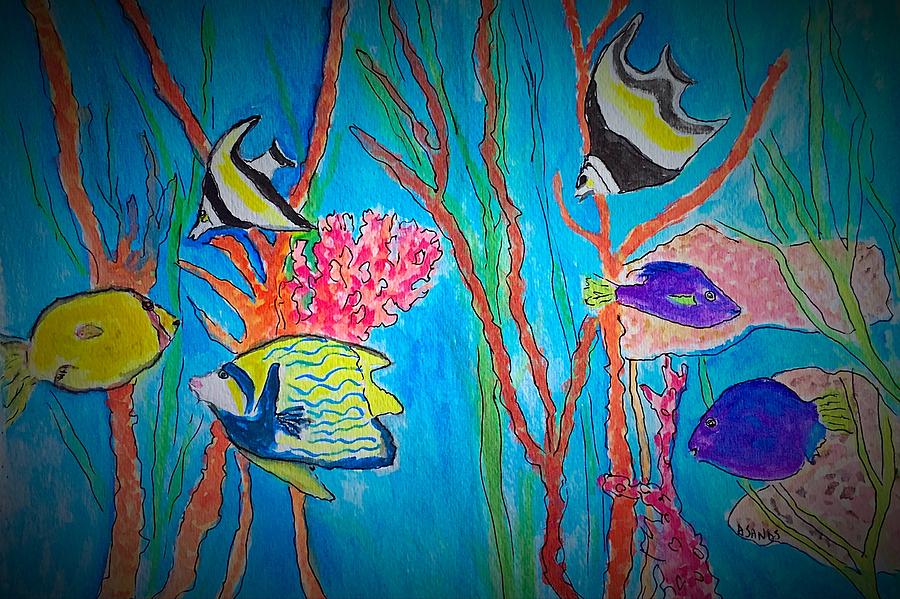Tropical Fish Party Painting by Anne Sands