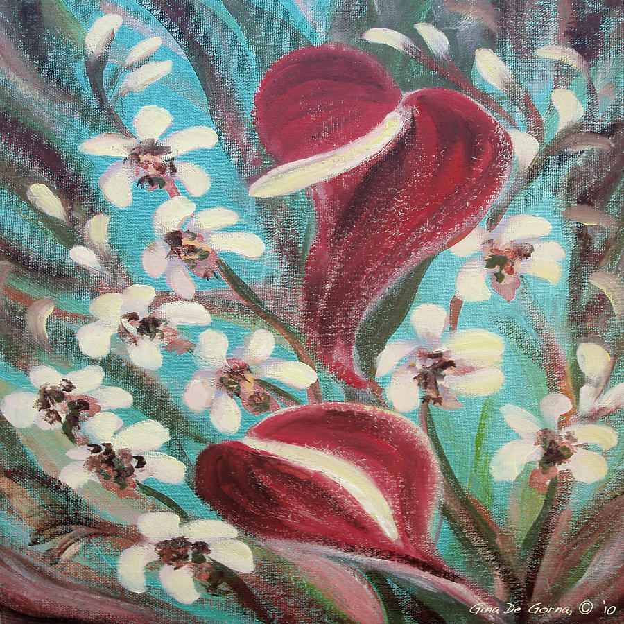 Tropical Flowers 3 Painting by Gina De Gorna