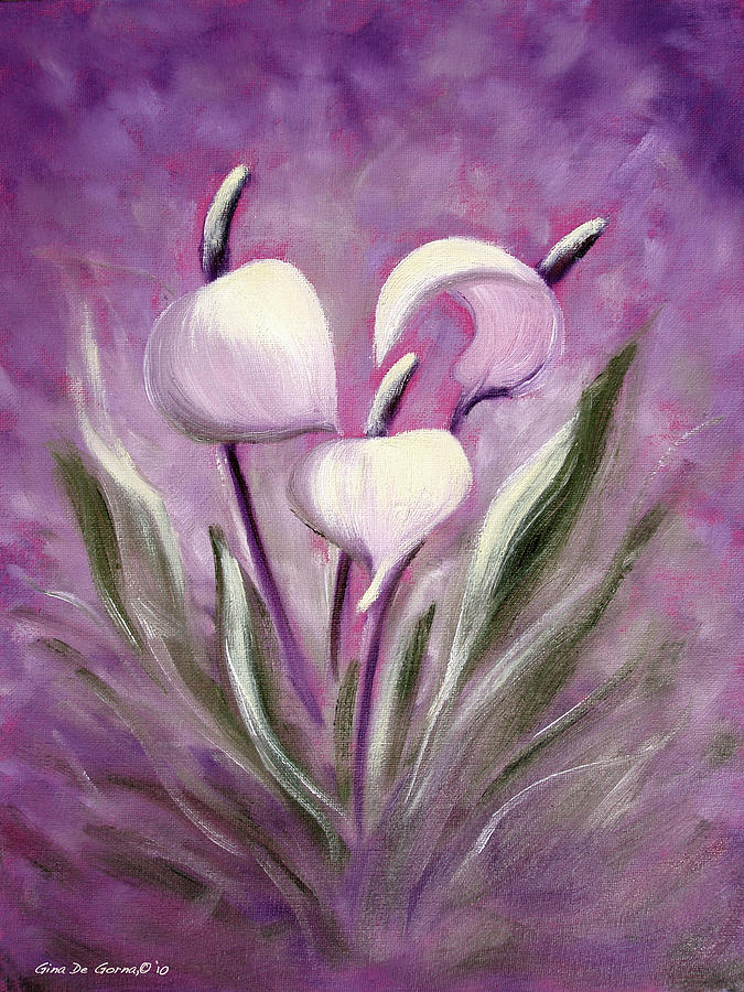 Tropical Flowers in Purple Painting by Gina De Gorna