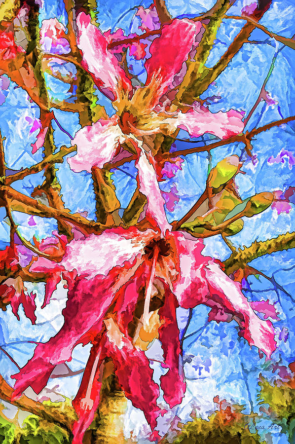 Tropical Flowers Design Photograph by Lena Owens - OLena Art Vibrant Palette Knife and Graphic Design
