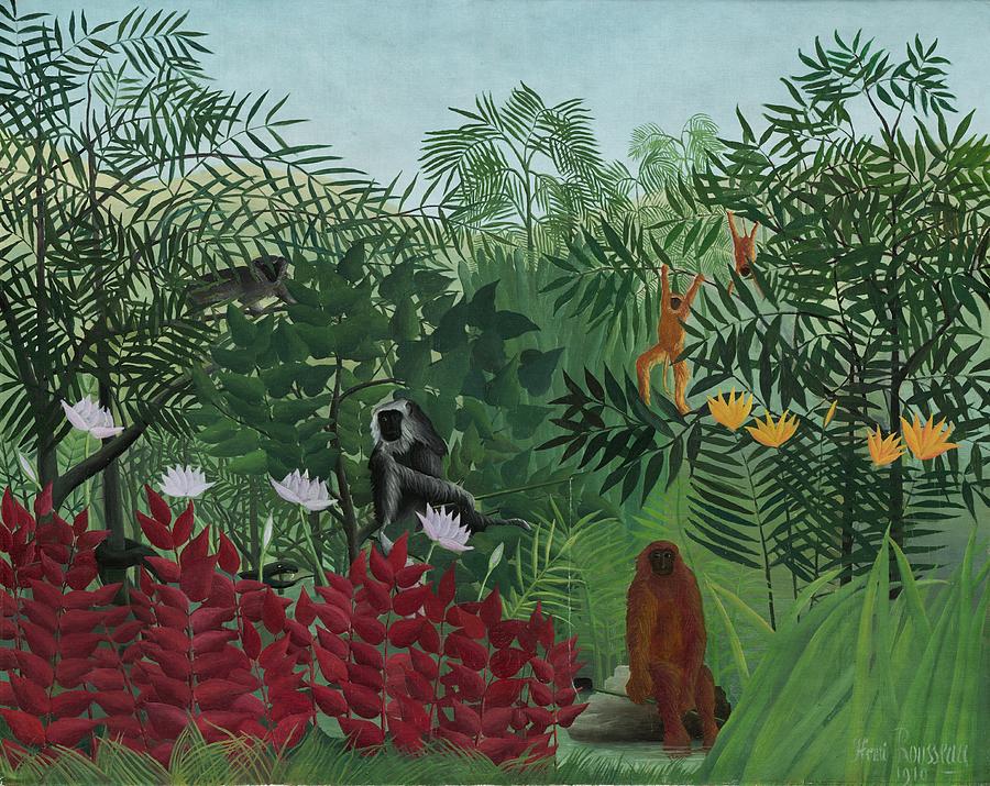 Tropical Forest With Monkeys Painting