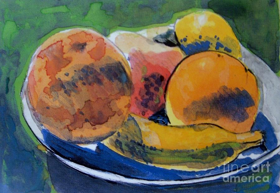 Abstract Mixed Media - Tropical  Fruit in a Bowl by Vesna Antic