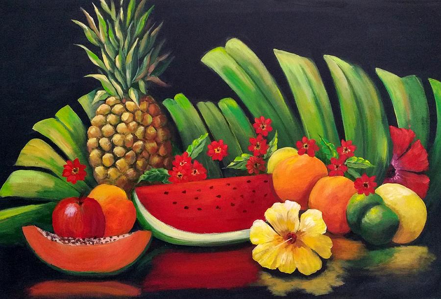 Lemon Painting - Tropical Fruit by Rosie Sherman