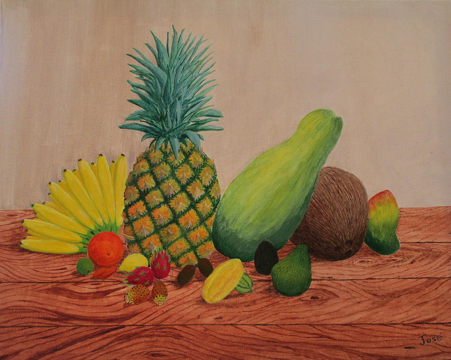 Fruit Painting - Tropical Fruits by Hilda and Jose Garrancho
