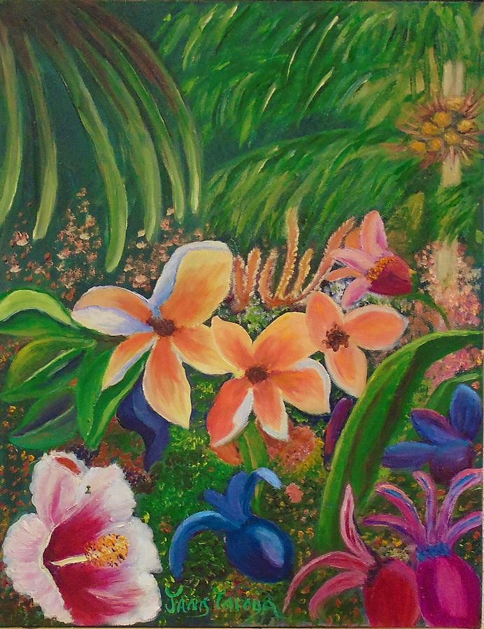 Tropical Garden Painting by Janis Tafoya
