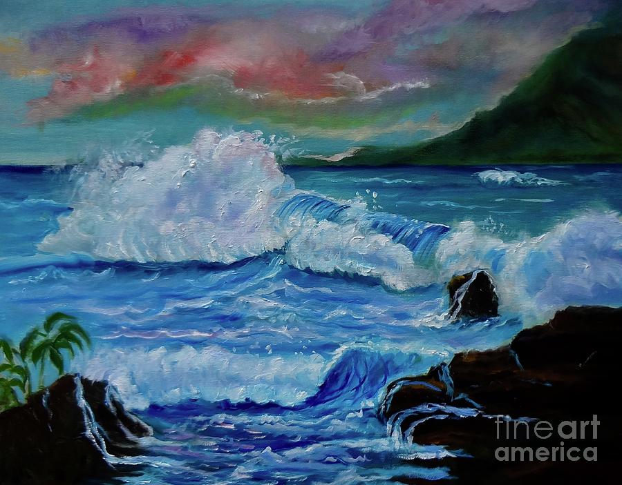 Tropical Hawaiian Waves Painting by Jenny Lee