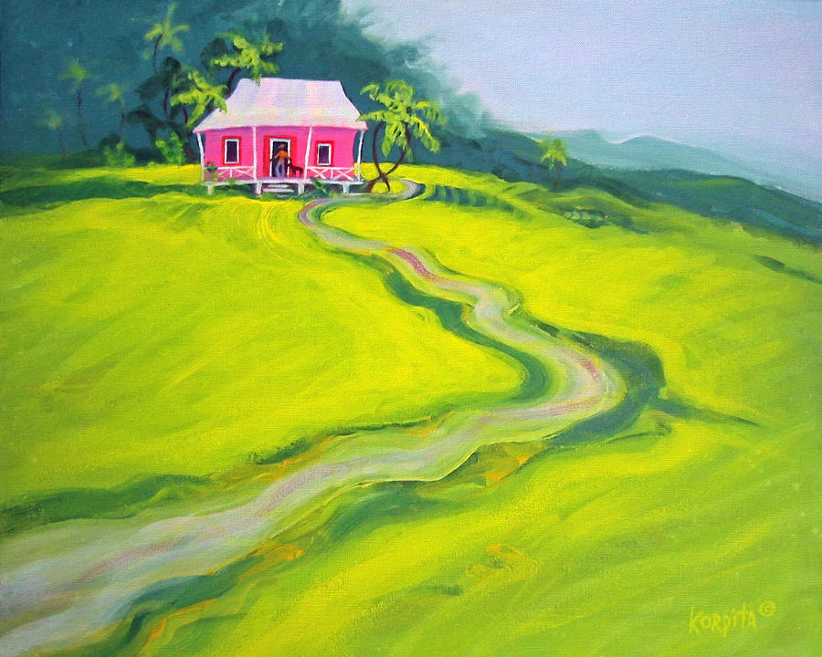 Tropical House - Pink Paradise Painting by Rebecca Korpita