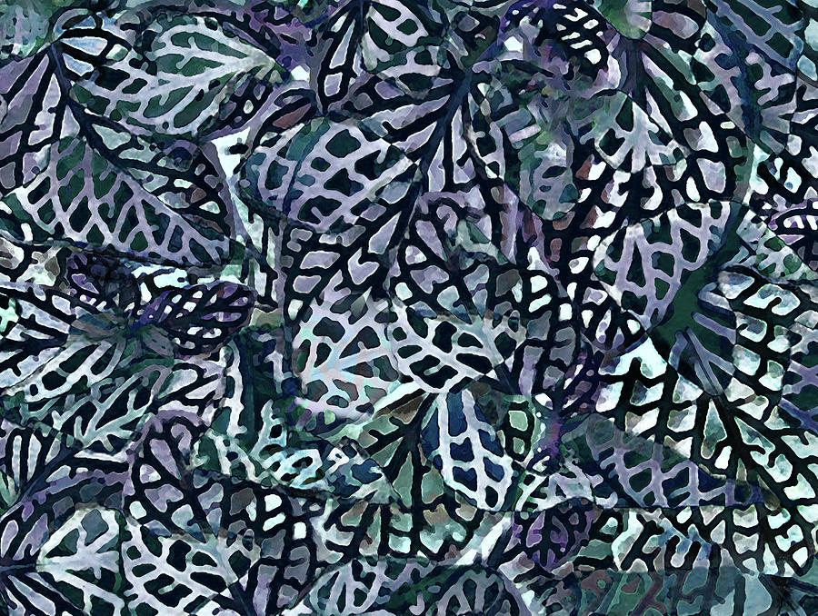 Tropical Jungle Leaves Mosaic Pattern Drawing by Menega Sabidussi