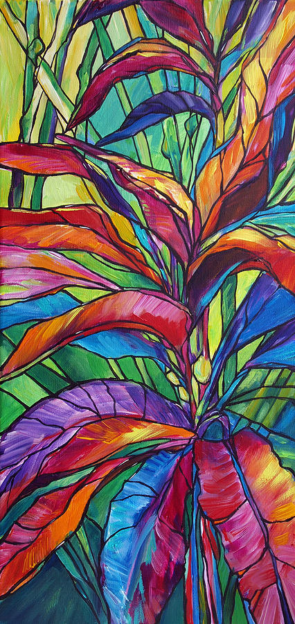 Tropical Leaves Painting by Judi Krew