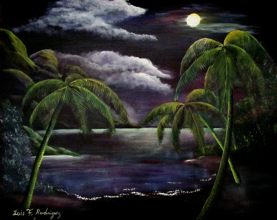 Tropical Moonlight Painting by Luis F Rodriguez