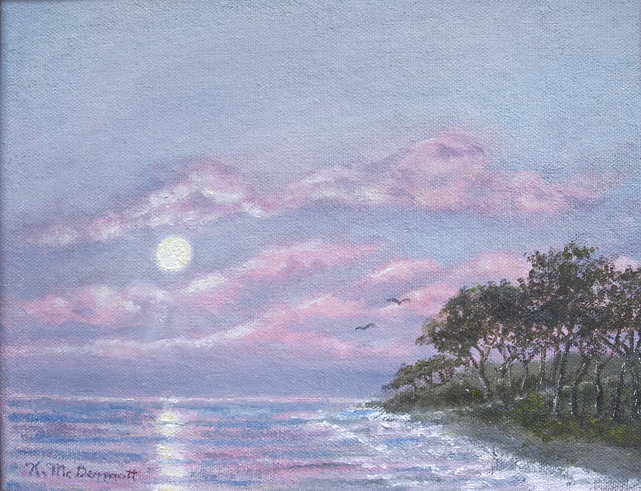 Tropical Moonrise Painting by Kathleen McDermott