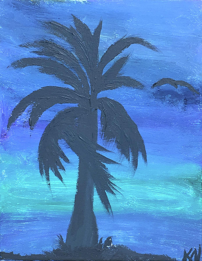 Tropical Night Painting by Karen Nicholson