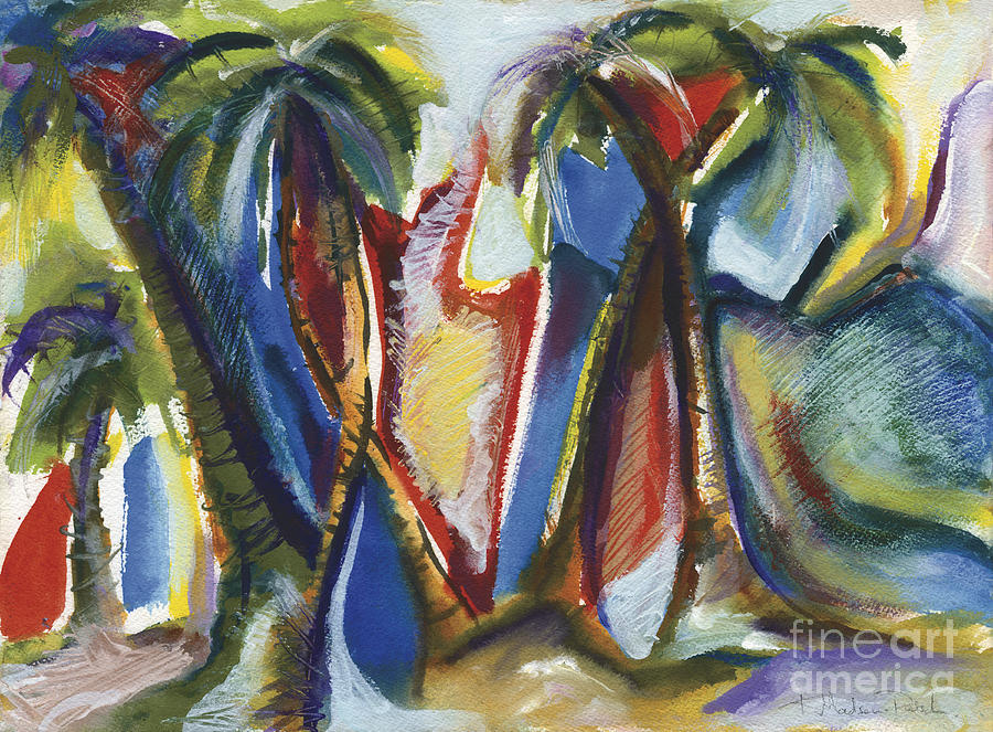 Tropical Palm Rhumba Painting by Kerryn Madsen Pietsch