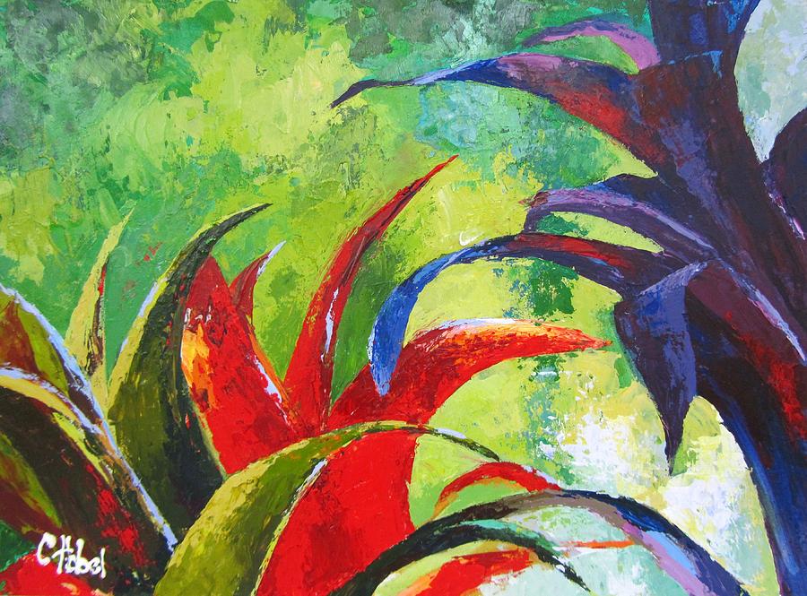 Tropical Paradise Palette Knife  Painting Painting by Chris Hobel