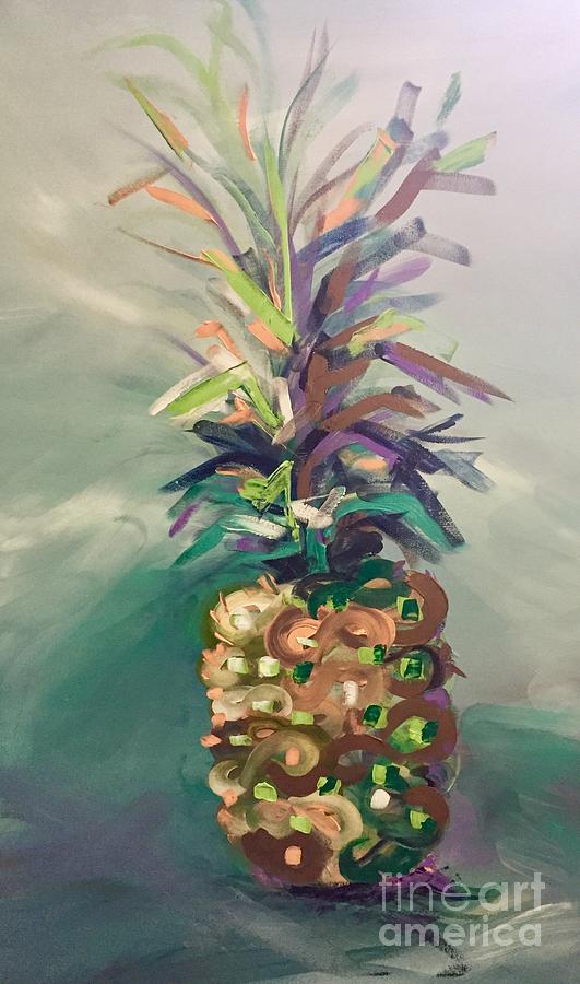 Tropical Pineapple Painting by Karen Ahuja